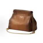 PRADA mini women\'s Cognac color handbag with embossed letter logo on the front